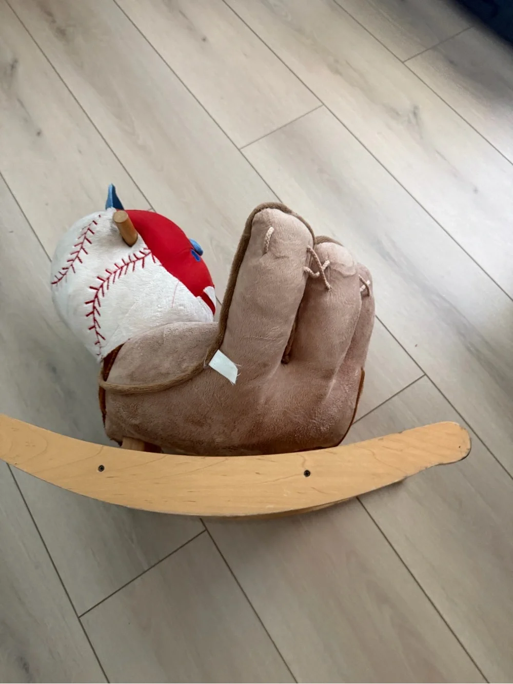 The Rockabye Homer Baseball Rocker  - Brown and White